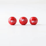 20Pcs Pink Heart Printed Wooden Beads for Bracelets Making