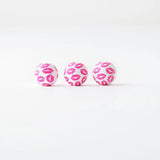 20Pcs Pink Heart Printed Wooden Beads for Bracelets Making