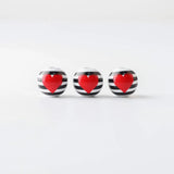 20Pcs Pink Heart Printed Wooden Beads for Bracelets Making
