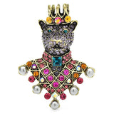 King Wolf Brooches Vintage Rhinestone Beauty Animal Party Office Pin