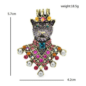 King Wolf Brooches Vintage Rhinestone Beauty Animal Party Office Pin