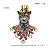 King Wolf Brooches Vintage Rhinestone Beauty Animal Party Office Pin