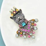 King Wolf Brooches Vintage Rhinestone Beauty Animal Party Office Pin