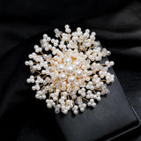 Pearl Rhinestone Snowflakes Brooches Pins Jewelry Women Gift