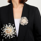 Pearl Rhinestone Snowflakes Brooches Pins Jewelry Women Gift