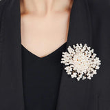 Pearl Rhinestone Snowflakes Brooches Pins Jewelry Women Gift