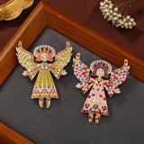 Hand-Painted Angel Girl Alloy Brooch