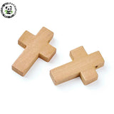 50pcs Cross Shape Wood Pendants Charms for DIY Jewelry Making Accessories