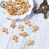 50pcs Cross Shape Wood Pendants Charms for DIY Jewelry Making Accessories
