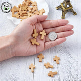 50pcs Cross Shape Wood Pendants Charms for DIY Jewelry Making Accessories