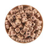 12mm Natural Beech Square Wooden Beads Cartoon Print Bead DIY Necklace Bracelet