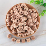 12mm Natural Beech Square Wooden Beads Cartoon Print Bead DIY Necklace Bracelet