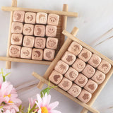 12mm Natural Beech Square Wooden Beads Cartoon Print Bead DIY Necklace Bracelet