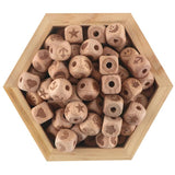 12mm Natural Beech Square Wooden Beads Cartoon Print Bead DIY Necklace Bracelet