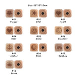 12mm Natural Beech Square Wooden Beads Cartoon Print Bead DIY Necklace Bracelet