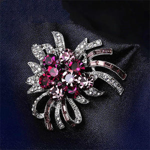 Xingyunday Purple Crystal Violet Brooch Floral Scarf Buckle