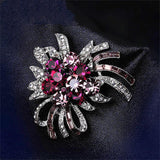 Xingyunday Purple Crystal Violet Brooch Floral Scarf Buckle