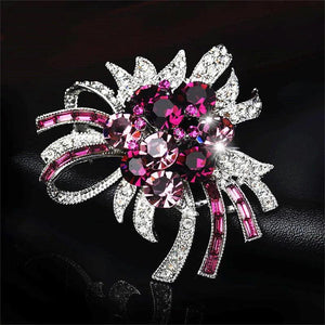 Xingyunday Purple Crystal Violet Brooch Floral Scarf Buckle