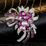 Xingyunday Purple Crystal Violet Brooch Floral Scarf Buckle