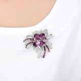 Xingyunday Purple Crystal Violet Brooch Floral Scarf Buckle