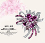 Xingyunday Purple Crystal Violet Brooch Floral Scarf Buckle