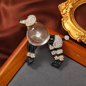Vintage Rhinestone Poodle Animal Brooch