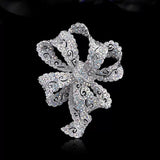 Vintage Bowknot Brooch Silver Alloy Crystal Brooch