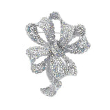 Vintage Bowknot Brooch Silver Alloy Crystal Brooch
