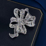 Vintage Bowknot Brooch Silver Alloy Crystal Brooch