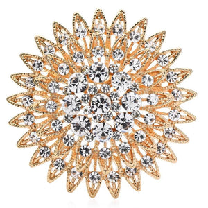 Shinning Rhinestone Sunflower Brooch Pin