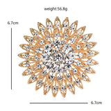 Shinning Rhinestone Sunflower Brooch Pin