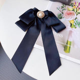 Pearl Bow Large Bow Brooch Ribbon Fabric Cravat Collar Pins for Women
