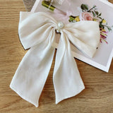 Pearl Bow Large Bow Brooch Ribbon Fabric Cravat Collar Pins for Women