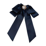 Pearl Bow Large Bow Brooch Ribbon Fabric Cravat Collar Pins for Women