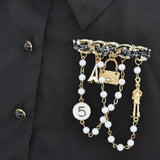 Pearl Tassel Brooch Number 5 Brooch Gift for Girl Accessories