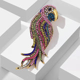 Retro Rhinestone Parrot Brooch Exaggerated Enamel Animal Pin