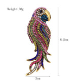 Retro Rhinestone Parrot Brooch Exaggerated Enamel Animal Pin