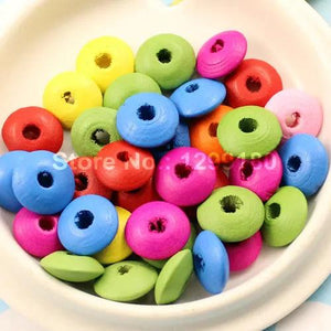 300pcs Colorful Lead-free Rondelle Wood Beads 12mm