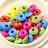 300pcs Colorful Lead-free Rondelle Wood Beads 12mm