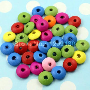 300pcs Colorful Lead-free Rondelle Wood Beads 12mm