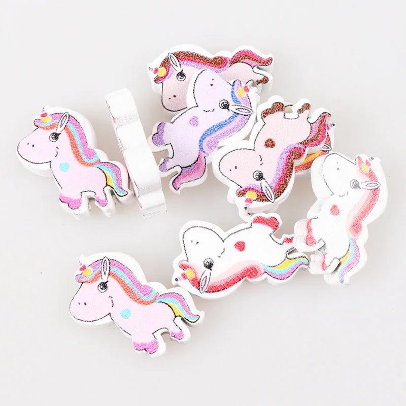 Unicorn Pattern Wooden Spacer Beads For Jewelry Making DIY 40pcs