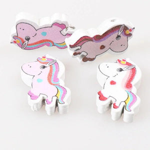 Unicorn Pattern Wooden Spacer Beads For Jewelry Making DIY 40pcs