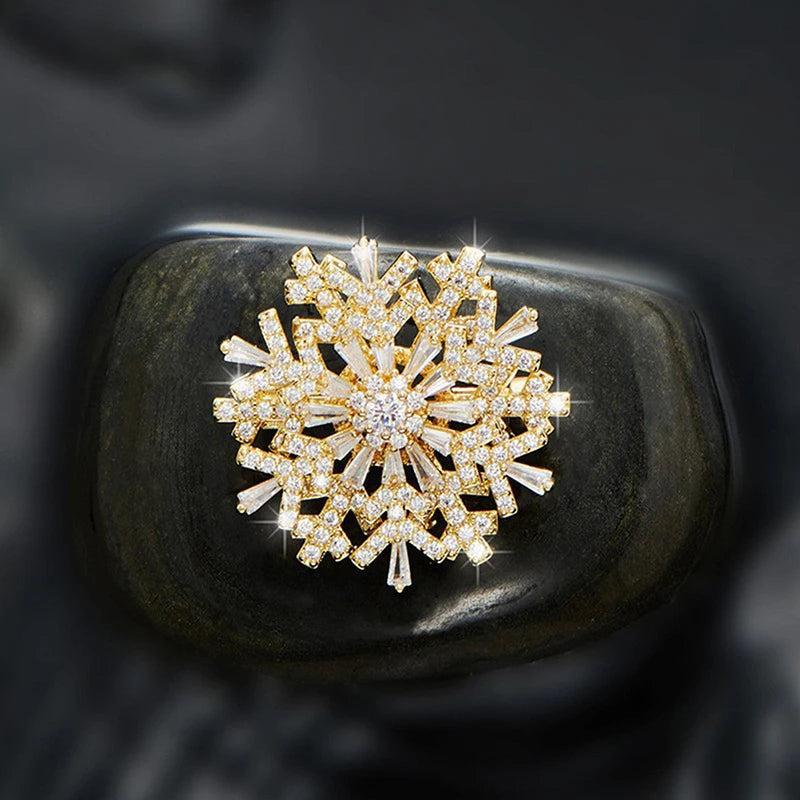 Rotatable Spinner Snowflake Brooch Pins Wedding Jewelry