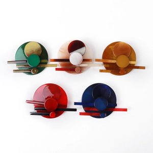 Geometric Acrylic Round Circle Brooch for Women Multicolored Pins Accessories