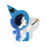 Acrylic Witch Brooch Pins Cartoon Magic Girl Figure Badges Women's Jewelry Gift