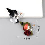 Acrylic Witch Brooch Pins Cartoon Magic Girl Figure Badges Women's Jewelry Gift