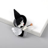 Acrylic Witch Brooch Pins Cartoon Magic Girl Figure Badges Women's Jewelry Gift
