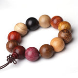 Chinese Character Buddhist Wood Bracelet 20mm Beads Sandalwood Men Bracelet
