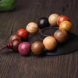 Chinese Character Buddhist Wood Bracelet 20mm Beads Sandalwood Men Bracelet