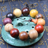 Chinese Character Buddhist Wood Bracelet 20mm Beads Sandalwood Men Bracelet
